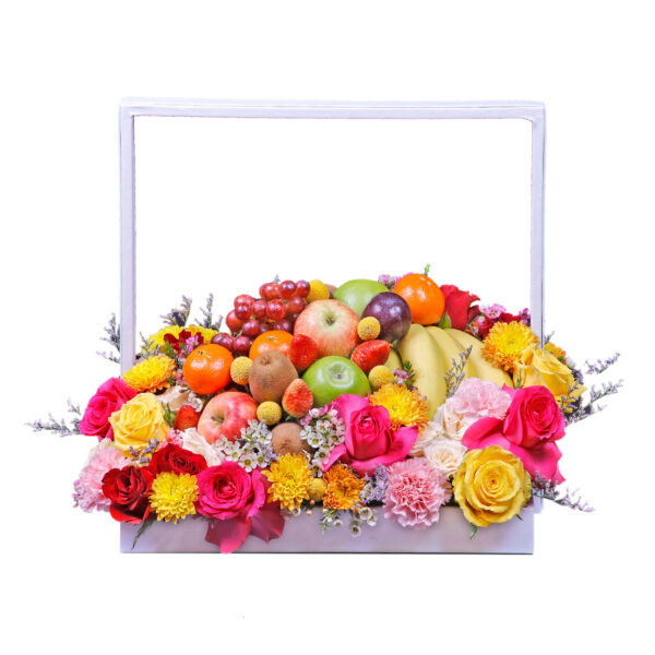fruits and flowers mix gift basket