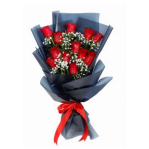 12-Red roses bouquet