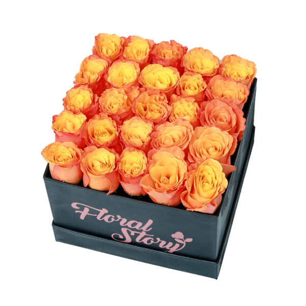 orange roses in box
