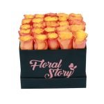 orange roses in box