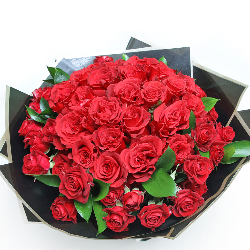 bunch of red roses - a beautiful flower bouquet