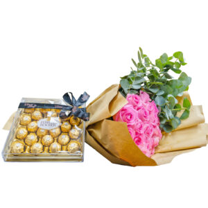 bouquet and chocolate box