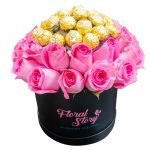 roses in box with chocolates