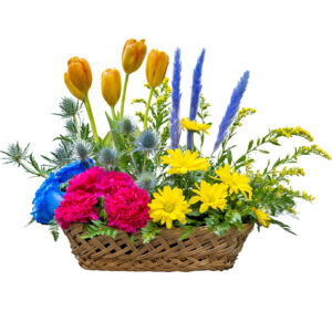 beautiful flowers in basket