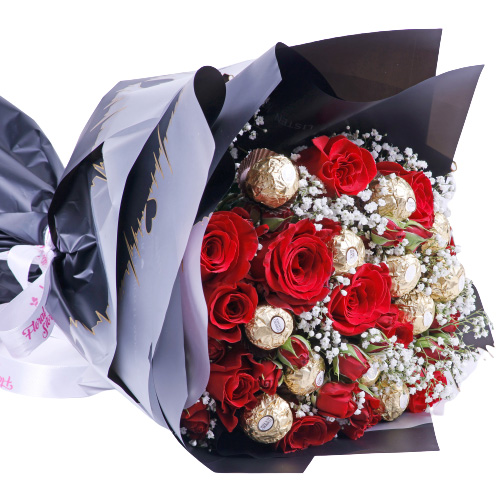 Red Roses Bouquet with Chocolates