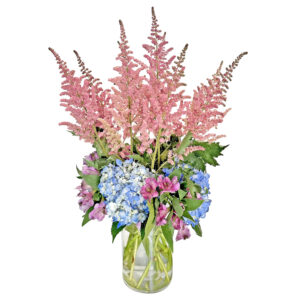 astilbe and hydrangea in vase